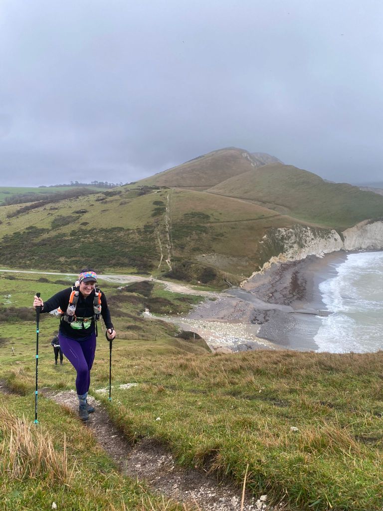 Hoiking myself up a hill in the EnduranceLife Dorset Marathon